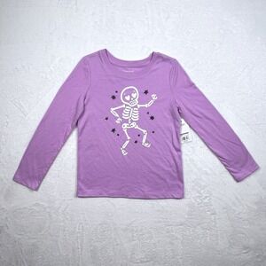 Jumping Beans Girls Size 6 Purple Halloween Skeleton Long Sleeve Shirt NWT